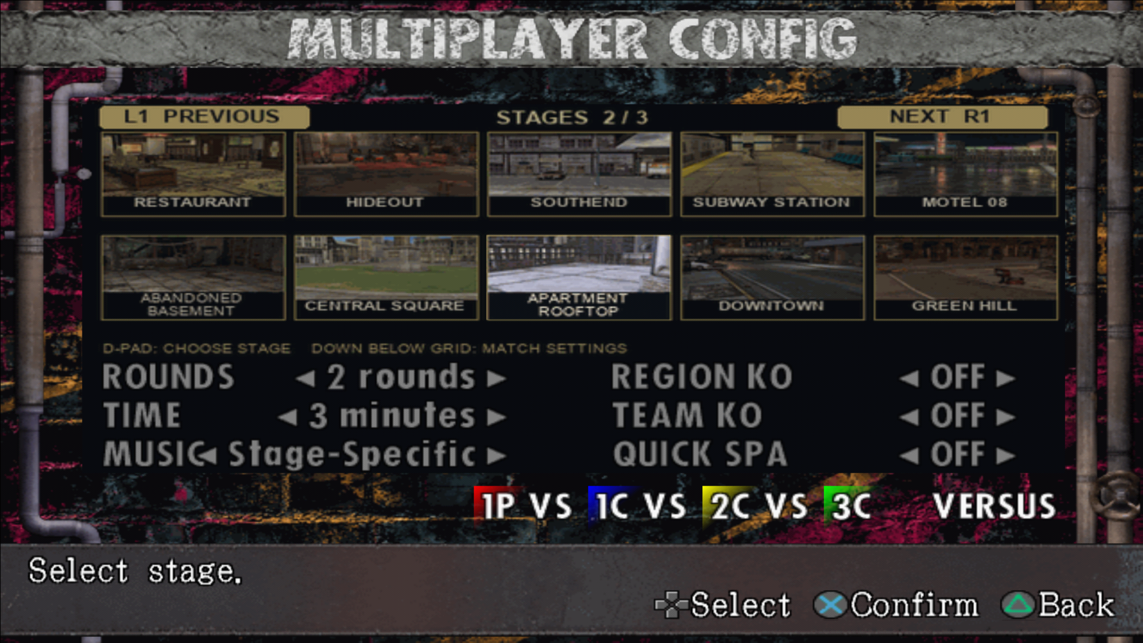 Expanded stage selection
